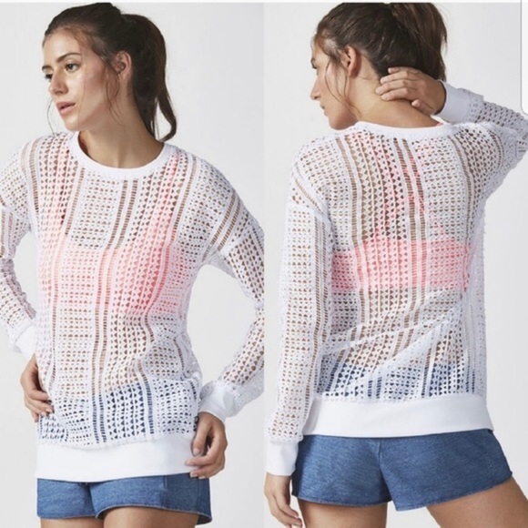 FABLETICS Sophie Crocheted Open Knit Long Sleeve Sweater—SZ. XS - Picture 6 of 17